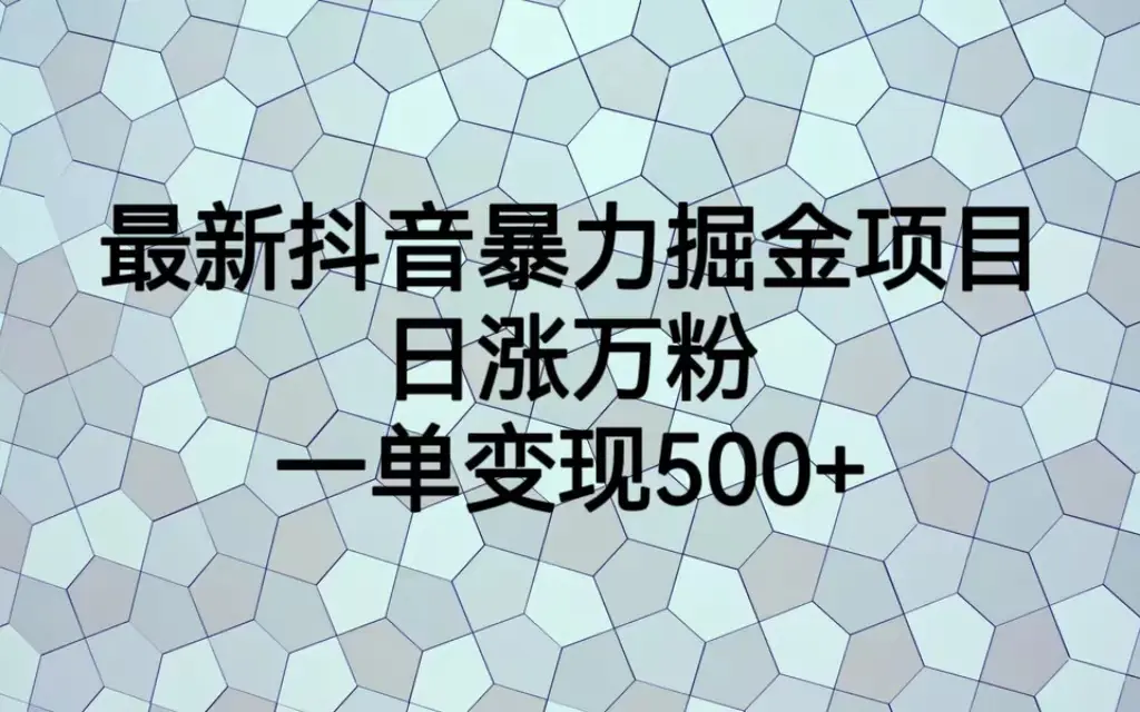 最新抖音暴力掘金项目，日涨万粉，一单变现500+-爱赚项目网