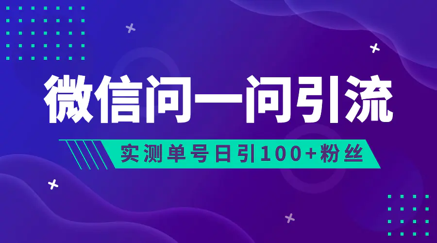 流量风口：微信问一问，可引流到公众号及视频号，实测单号日引流100+-爱赚项目网