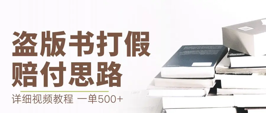 最新盗版书赔付打假项目，一单利润500+【详细玩法视频教程】-爱赚项目网