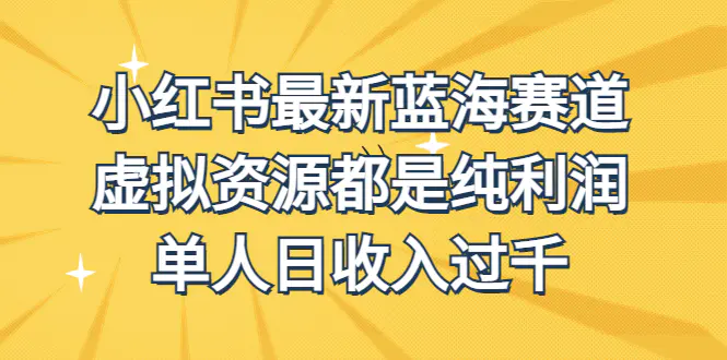 外面收费1980的小红书最新蓝海赛道，虚拟资源都是纯利润，单人日收入过千-爱赚项目网