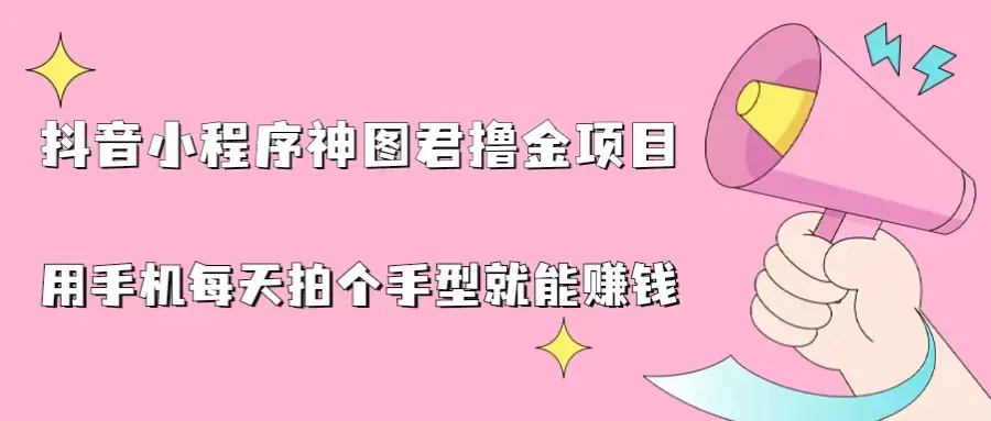 抖音小程序神图君撸金项目，用手机每天拍个手型挂载一下小程序就能赚钱-爱赚项目网