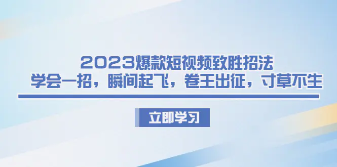 2023爆款短视频致胜招法，学会一招，瞬间起飞，卷王出征，寸草不生-爱赚项目网