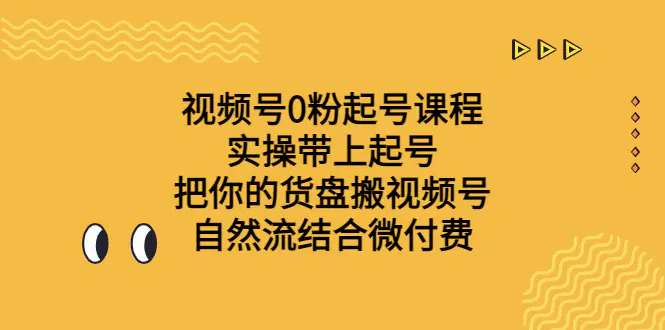 视频号0粉起号课程 实操带上起号 把你的货盘搬视频号 自然流结合微付费-爱赚项目网