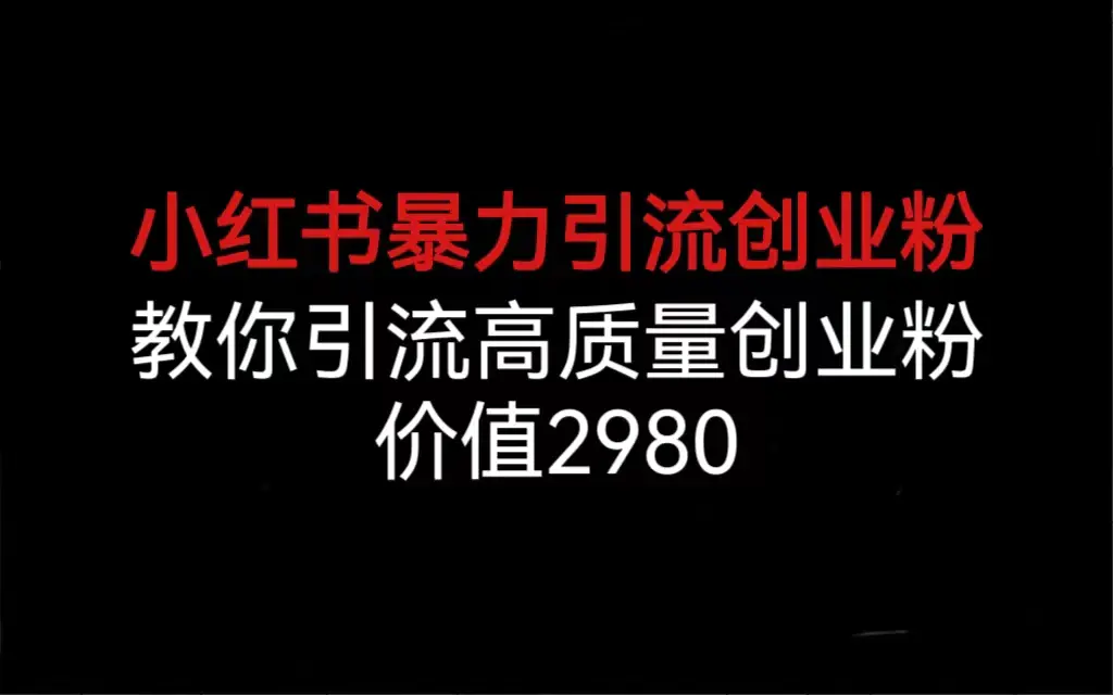 小红书暴力引流创业粉，教你引流高质量创业粉，价值2980-爱赚项目网