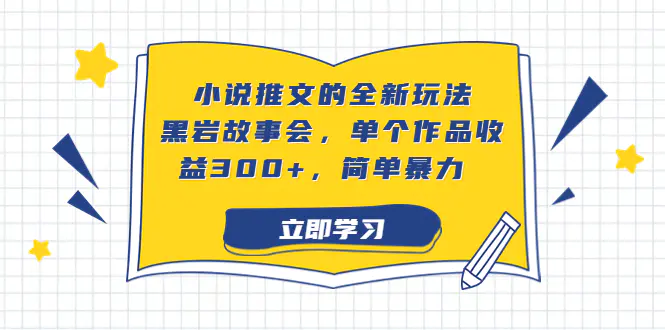 小说推文的全新玩法，黑岩故事会，单个作品收益300+，简单暴力-爱赚项目网