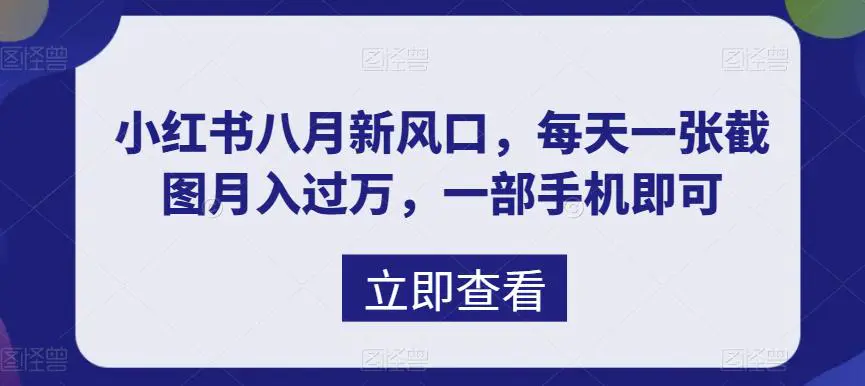 八月新风口，小红书虚拟项目一天收入1000+，实战揭秘-爱赚项目网