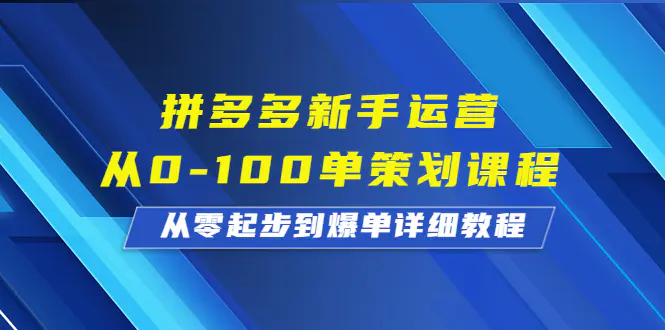 拼多多新手运营从0-100单策划课程，从零起步到爆单详细教程-爱赚项目网