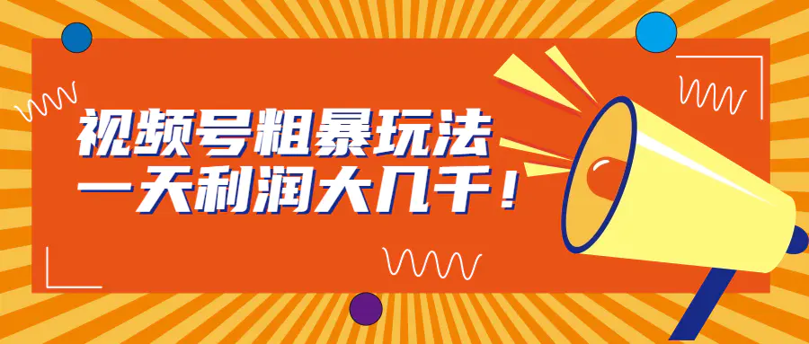 视频号粗暴玩法，一天利润大几千！-爱赚项目网
