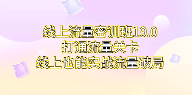 线上流量密训班19.0，打通流量关卡，线上也能实战流量破局-爱赚项目网