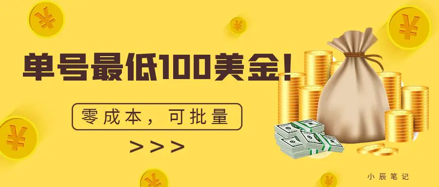 单号最低100美金，零成本，小白无脑操作。可复制，可扩大。-爱赚项目网