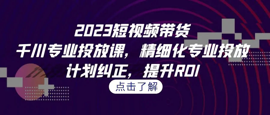 2023短视频带货-千川专业投放课，精细化专业投放，计划纠正，提升ROI-爱赚项目网