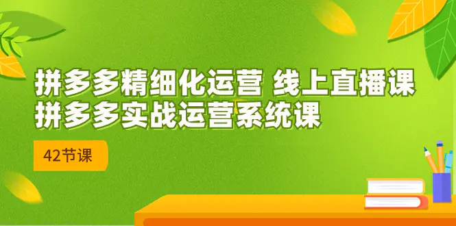 2023年8月新课-拼多多精细化运营 线上直播课：拼多多实战运营系统课-42节-爱赚项目网