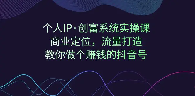 个人IP·创富系统实操课：商业定位，流量打造，教你做个赚钱的抖音号-爱赚项目网