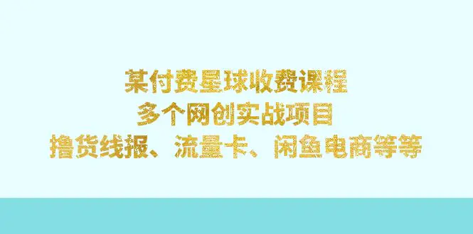 某付费星球课程：多个网创实战项目，撸货线报、流量卡、闲鱼电商等等-爱赚项目网