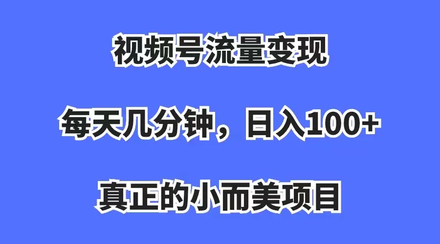 视频号流量变现，每天几分钟，收入100+，真正的小而美项目-爱赚项目网