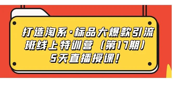 打造淘系·标品大爆款引流班线上特训营5天直播授课！-爱赚项目网