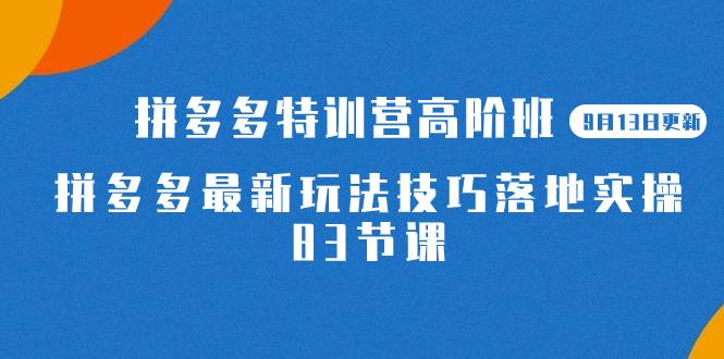 2023拼多多·特训营高阶班【9月13日更新】拼多多最新玩法技巧落地实操-83节-爱赚项目网