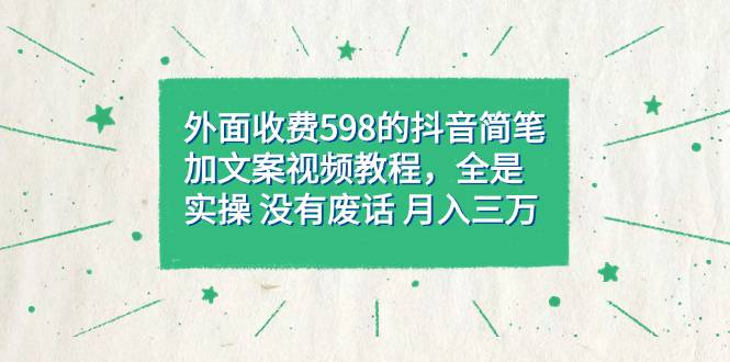 外面收费598抖音简笔加文案教程，全是实操 没有废话 月入三万（教程+资料）-爱赚项目网