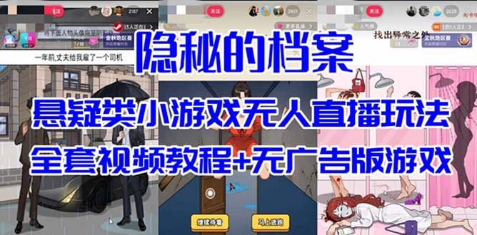 抖音爆火的悬疑解谜小游戏【隐秘的档案】无人直播玩法【教程+游戏+工具】-爱赚项目网