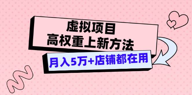 虚拟项目高权重上新方法，月入5万+店铺都在用（实战）-爱赚项目网