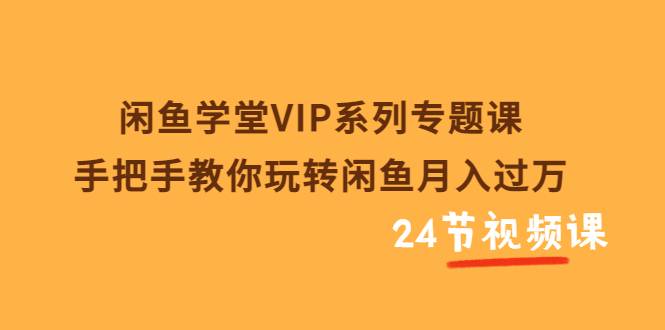 闲鱼学堂VIP系列专题课：手把手教你玩转闲鱼月入过万（共24节视频课）-爱赚项目网