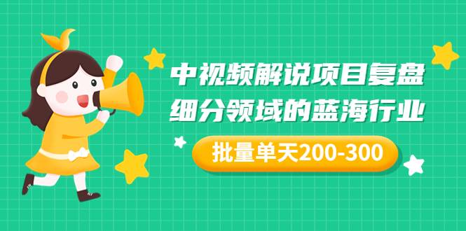 某付费文章：中视频解说项目复盘：细分领域的蓝海行业 批量单天200-300收益-爱赚项目网