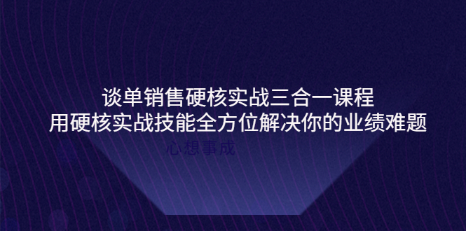 谈单销售硬核实战三合一课程，用硬核实战技能全方位解决你的业绩难题-爱赚项目网