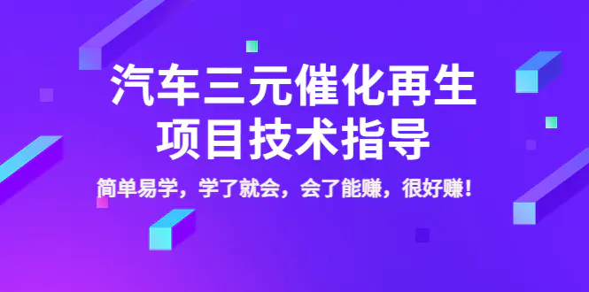 汽车三元催化再生项目技术指导，简单易学，学了就会，会了能赚，很好赚！-爱赚项目网