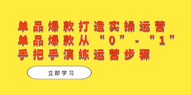 单品爆款打造实操运营，单品爆款从“0”-“1”手把手演练运营步骤-爱赚项目网