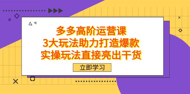 拼多多高阶·运营课，3大玩法助力打造爆款，实操玩法直接亮出干货-爱赚项目网