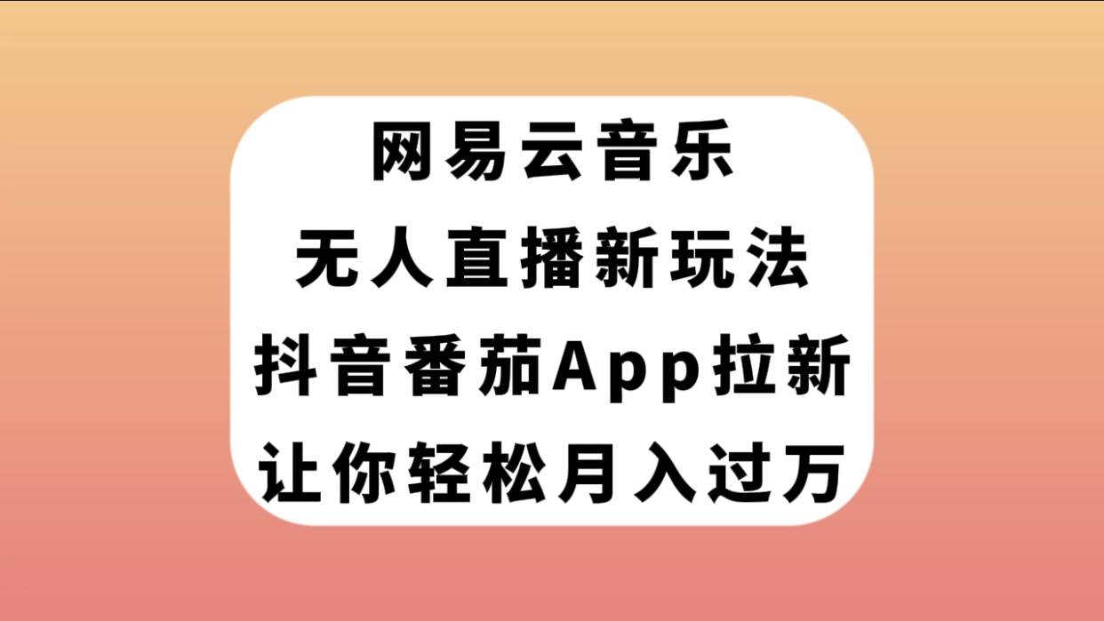 网易云音乐无人直播新玩法，抖音番茄APP拉新，让你轻松月入过万-爱赚项目网