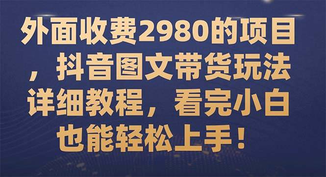 外面收费2980的项目，抖音图文带货玩法详细教程，看完小白也能轻松上手！-爱赚项目网