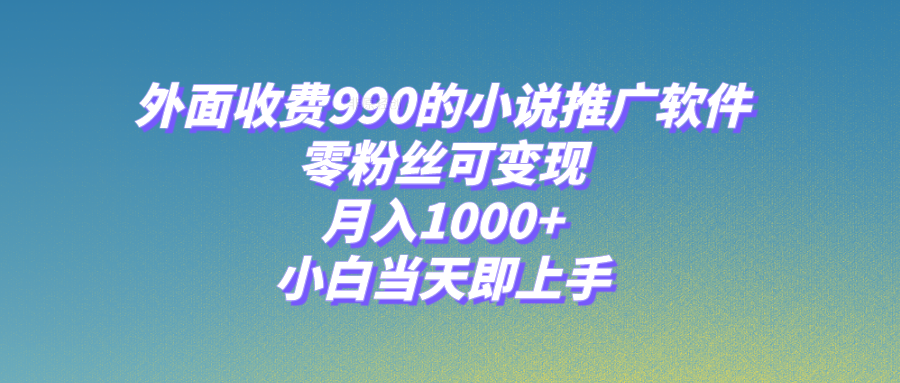 小说推广软件，零粉丝可变现，月入1000+，小白当天即上手【附189G素材】-爱赚项目网