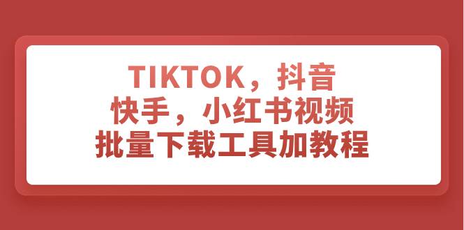 TIKTOK，抖音，快手，小红书视频批量下载工具加教程-爱赚项目网