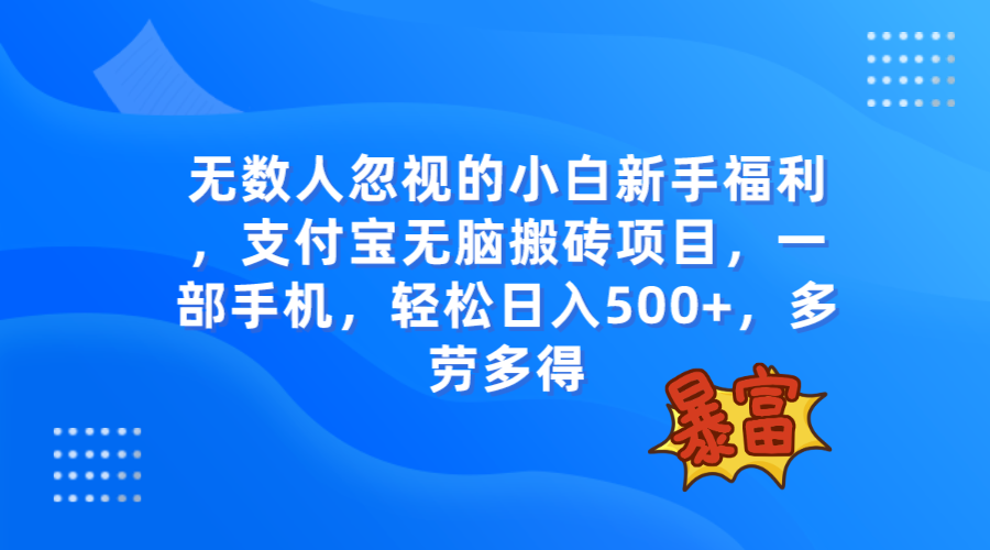 无数人忽视的项目，支付宝无脑搬砖项目，一部手机即可操作，轻松日入500+-爱赚项目网