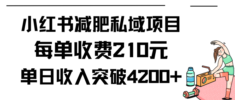 小红书减肥私域项目每单收费210元单日成交20单，最高日入4200+-爱赚项目网