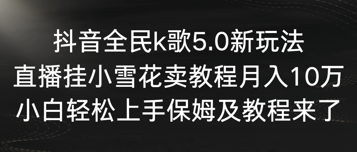 抖音全民k歌5.0新玩法，直播挂小雪花卖教程月入10万，小白轻松上手，保…-爱赚项目网