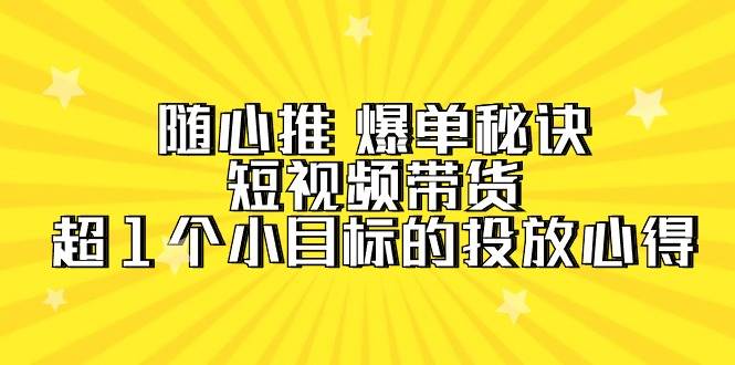 随心推 爆单秘诀，短视频带货-超1个小目标的投放心得（7节视频课）-爱赚项目网