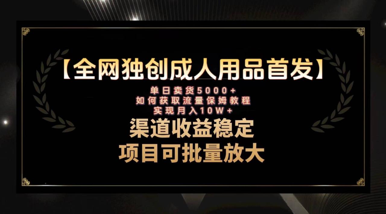 最新全网独创首发，成人用品赛道引流获客，月入10w保姆级教程-爱赚项目网