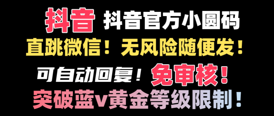 抖音二维码直跳微信技术！站内随便发不违规！！-爱赚项目网