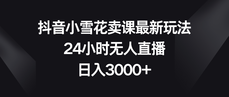 抖音小雪花卖课最新玩法，24小时无人直播，日入3000+-爱赚项目网