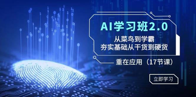 AI学习班2.0：从菜鸟到学霸，夯实基础从干货到硬货，重在应用（17节课）-爱赚项目网