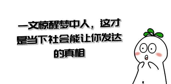 某公众号付费文章《一文 惊醒梦中人，这才是当下社会能让你发达的真相》-爱赚项目网