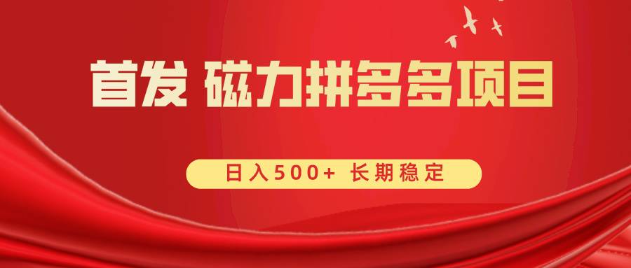 首发 磁力拼多多自撸  日入500+-爱赚项目网