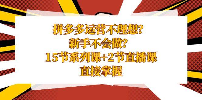 拼多多运营不理想？新手不会做？15节系列课+2节直播课，直接掌握-爱赚项目网