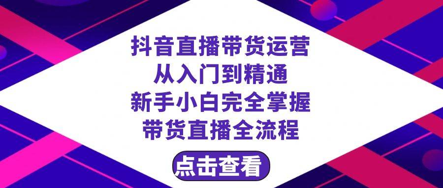 抖音直播带货 运营从入门到精通，新手完全掌握带货直播全流程（23节）-爱赚项目网