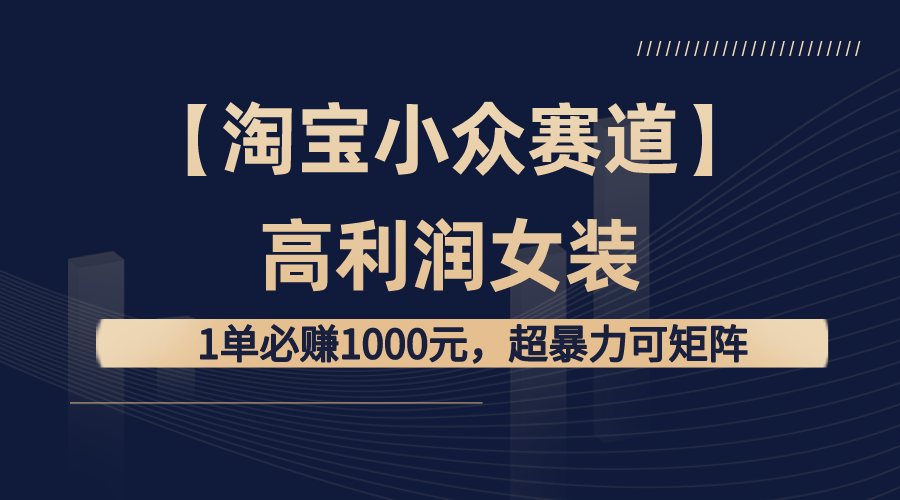 【淘宝小众赛道】高利润女装：1单必赚1000元，超暴力可矩阵-爱赚项目网