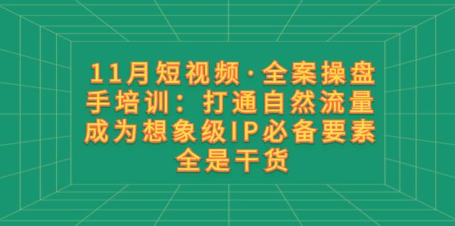 11月短视频·全案操盘手培训：打通自然流量 成为想象级IP必备要素 全是干货-爱赚项目网