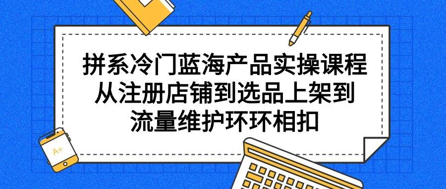 拼系冷门蓝海产品实操课程，从注册店铺到选品上架到流量维护环环相扣-爱赚项目网