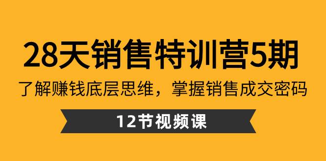 28天·销售特训营5期：了解赚钱底层思维，掌握销售成交密码（12节课）-爱赚项目网